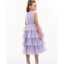 Load image into Gallery viewer, Tulleen Farvue Sleeveless Tiered Tulle Midi Dress Purple 14Y NWT
