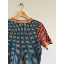 Load image into Gallery viewer, Anthropologie Keaton Geometric Short Sleeve Pullover Sweater Brown Green M NWT
