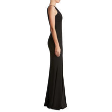 Load image into Gallery viewer, Dress The Population Iris Crepe Plunge V-Neck High Slit Sleeveless Gown Black 6
