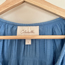 Load image into Gallery viewer, Cleobella Azariah Long Sleeve Smocked Split Neck Blouse Blue S
