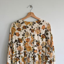 Load image into Gallery viewer, Free People Rows Of Roses V-Neck Long Sleeve Maxi Dress Cream Yellow L
