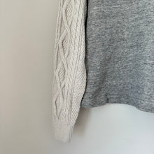 Load image into Gallery viewer, Cabi Cable-Knit Sleeve V-Neck Long Sleeve Pullover Sweater Gray M
