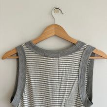 Load image into Gallery viewer, Project Social T Hits Different Striped Sleeveless Ringer Tank Top Gray L
