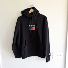 Load image into Gallery viewer, Polo Ralph Lauren USA Flag Patch Fleece Hoodie Sweatshirt Black M NWT
