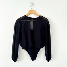 Load image into Gallery viewer, Aritzia Wilfred Talmont Sheer Sheer Chiffon Bodysuit Black XS
