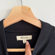 Load image into Gallery viewer, Madewell Drapey-Rib Mock Neck Short Sleeve Pullover Casual Top Black S
