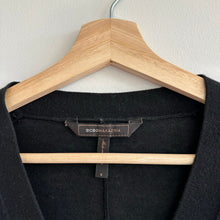 Load image into Gallery viewer, BCBGMAXAZRIA Merino Wool Round Hem Button Front V-Neck Cardigan Sweater Black S
