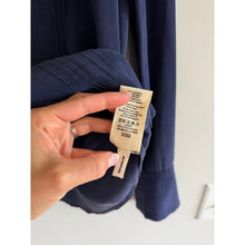 Load image into Gallery viewer, L'Agence Silk Pleated V-Neck Long Sleeve Blouse Blue XS
