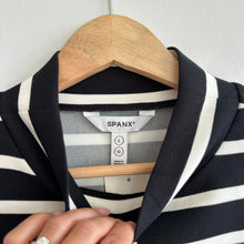 Load image into Gallery viewer, Spanx x Evereve Air Essentials Mock Pullover Striped Black/Porcelain L NWT
