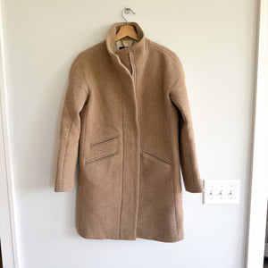 J. Crew Italian Wool Zip Up Mid Length Cocoon Coat Sandstone Tan 2