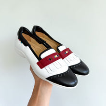 Load image into Gallery viewer, Royal Albartross Chelsea Leather Kiltie Fringe Saddle Golf Loafer Shoes White 8
