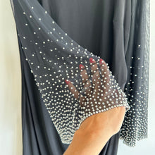 Load image into Gallery viewer, Joseph Ribkoff Beaded Bell Sleeve Round Neck Knee Length Dress Black 14
