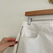 Load image into Gallery viewer, L&#39;Agence Allegra Side Zipper Denim Raw Hem Mini Skirt White 30
