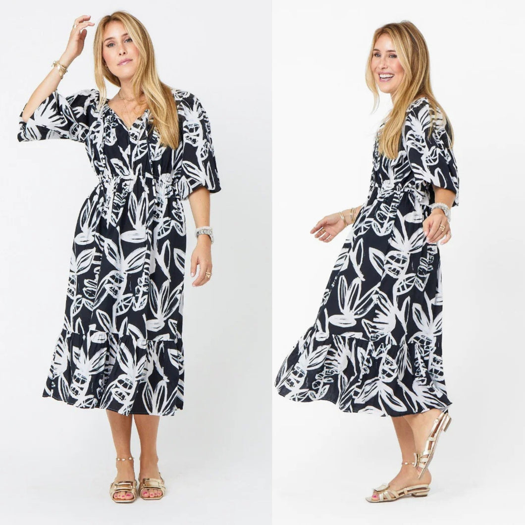 Kerri Rosenthal Harbor Sing Sing Midi Dress Black/White M