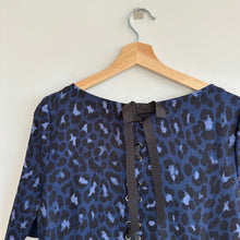 Load image into Gallery viewer, Kate Spade Ponte Leopard Print Lace Up Dress Light Adriatic Blue L
