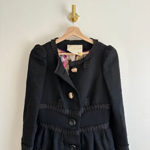 Load image into Gallery viewer, Anthropologie Leifsdottir Button Front Long Sleeve Embellished Coat Black 2
