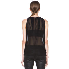 Load image into Gallery viewer, Helmut Lang Ghost Silk Sleeveless Crew Neck Sheer Tank Top Black L
