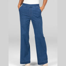 Load image into Gallery viewer, Kiragrace Veronica High Rise Denim Stretch Trouser Jeans Classic Wash Blue L

