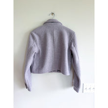 Load image into Gallery viewer, Mystree Notch Lapel Button Front Cropped Jacket Purple S
