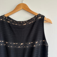 Load image into Gallery viewer, Tadashi Shoji Bateau Pintuck Jersey Lace Sleeveless Dress Black M
