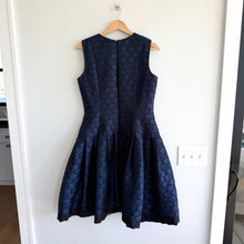 Load image into Gallery viewer, Carmen Marc Valvo Jacquard Circle Pattern Sleeveless Mini Cocktail Dress Navy 10

