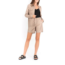 Load image into Gallery viewer, Level 99 Gina Button Front Long Sleeve Shirt Jacket Tan S
