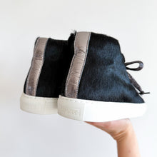 Load image into Gallery viewer, P448 Star Genuine Calf Hair High Top Silhouette Sneaker Black 39
