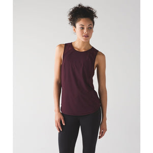 Lululemon Sculpt Crew Neck Cut Out Activewear Tank Top Bordeaux Drama