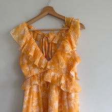 Load image into Gallery viewer, Abercrombie &amp; Fitch Floral Ruffles Sleeveless V-Neck Maxi Dress Yellow M NWT
