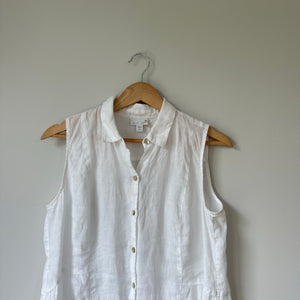 J. Jill Linen Button Front Sleeveless Shirt White SP