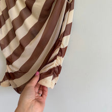 Load image into Gallery viewer, Anthropologie 4SI3NNA Sleeveless Mesh Twist Striped Off Shoulder Top Brown S
