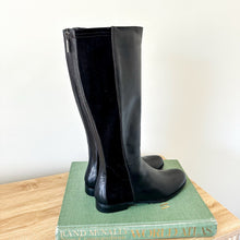 Load image into Gallery viewer, Aquatalia Leather Zip Up Round Toe Knee High Casual Boots Black 8.5
