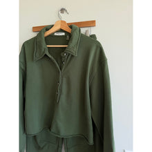 Load image into Gallery viewer, Perfectwhitetee Vinny Heavier Fleece Collared Cropped Sweatshirt Set Green M
