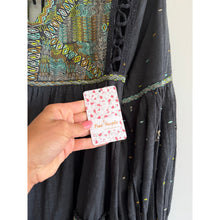 Load image into Gallery viewer, Free People Much Love Embroidered V-Neck Long Sleeve Tunic Top Black XS NWT
