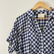 Load image into Gallery viewer, Anthropologie Maeve Gingham Print Ruffles Button Front Oversized Blouse
