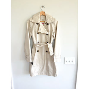L.L Bean Double-Breasted Belted Mid Length Trench Coat Cream XS