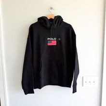 Load image into Gallery viewer, Polo Ralph Lauren USA Flag Patch Fleece Hoodie Sweatshirt Black
