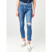 Load image into Gallery viewer, AGOLDE Nico High Rise Button-Fly Distressed Skinny Leg Cropped Jeans Blue 24
