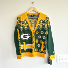 Load image into Gallery viewer, NFL Team Apparel Packers Ugly V-Neck Button Up Cardigan NWT
