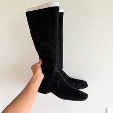 Load image into Gallery viewer, Aerosoles Nana Faux Suede Square Toe Knee High Boots Black 9M NEW
