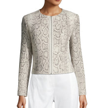Load image into Gallery viewer, Elie Tahari Janet Python-Embossed Leather Jacket L
