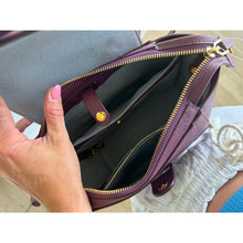 Load image into Gallery viewer, Senvere Mini Maestra Pebbled Leather Convertible Handbag Backpack Plum
