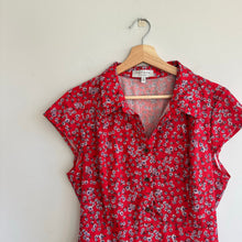 Load image into Gallery viewer, HAYDEN Floral Short Sleeve Midi Shirt Dress Red L

