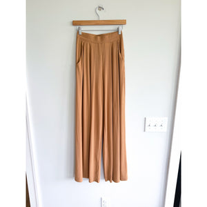 Three Bird Nest Ribbed High Rise Wide Leg Pants Khaki Brown M