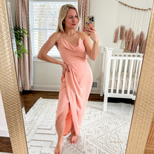 Load image into Gallery viewer, NWT Shona Joy Core Lace Up Cowl Maxi Dress in Dusty Pink 12
