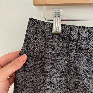 Ann Taylor Margo Silk Printed Trousers Black Silver 0