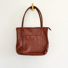 Load image into Gallery viewer, Lodis Leather Zip Around Double Handle Strap Tote Bag Brown
