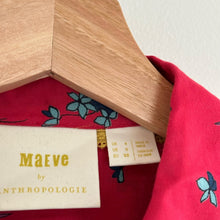 Load image into Gallery viewer, Anthropologie Maeve Fredericka Bird Floral Print Ruffle Button Up Shirt Red 0
