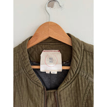 Load image into Gallery viewer, Anthropologie Hei Hei Quilted Cotton Zip Up Collarless Riding Jacket Green S

