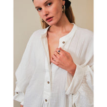 Load image into Gallery viewer, Free People Easy Does It Button Front Dolman Long Sleeve Blouse White M
